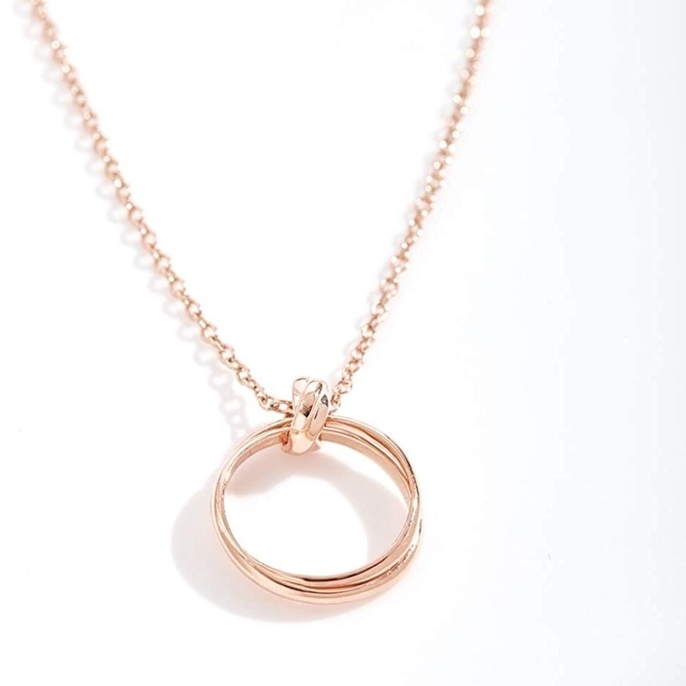 Dear Ava Sister 2 Linked Rose Gold Circles Necklac